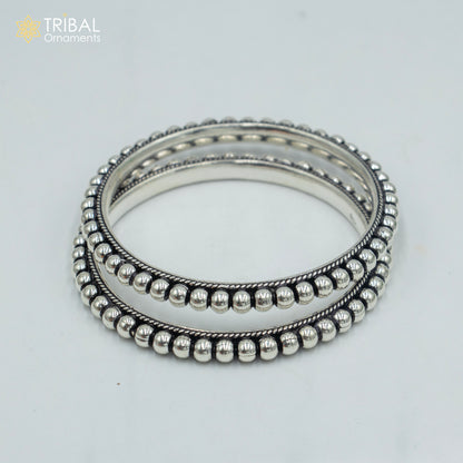 925 sterling silver handmade beaded bangle bracelet women jewelry ba441 - TRIBAL ORNAMENTS