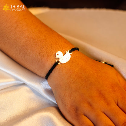 Sterling silver handmade bird design nazarbattu unisex kids bracelet and baby girl anklet by Tribal Ornaments.