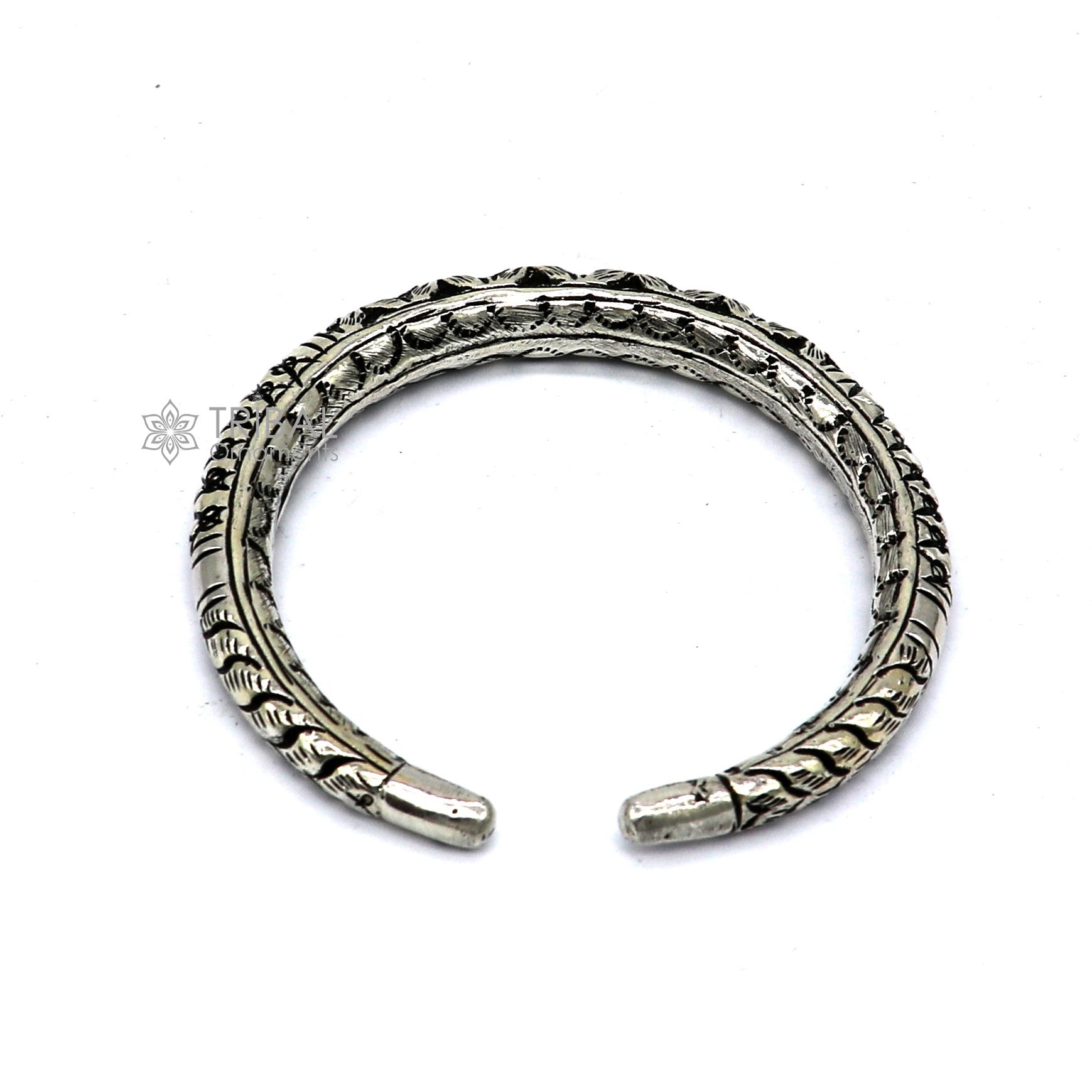 925 Sterling silver handmade chitai bangle bracelet kada tribal ethnic jewelry nsk826 - TRIBAL ORNAMENTS