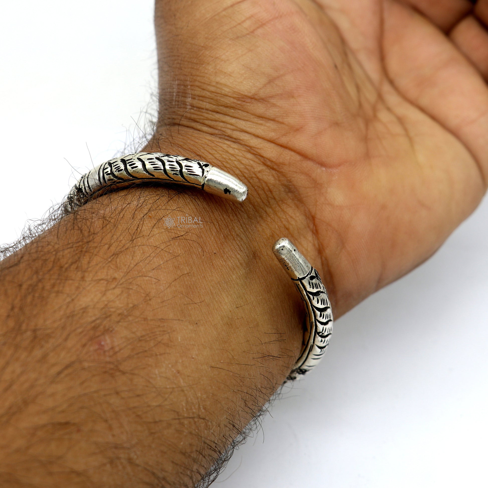 925 Sterling silver handmade chitai bangle bracelet kada tribal ethnic jewelry nsk826 - TRIBAL ORNAMENTS