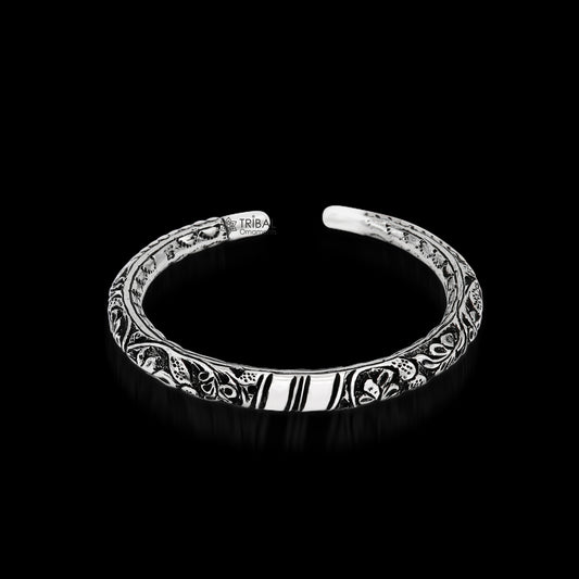 925 Sterling silver handmade chitai bangle bracelet kada tribal ethnic jewelry nsk827 - TRIBAL ORNAMENTS