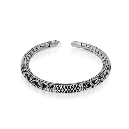 925 Sterling silver handmade chitai bangle bracelet kada tribal ethnic jewelry nsk828 - TRIBAL ORNAMENTS
