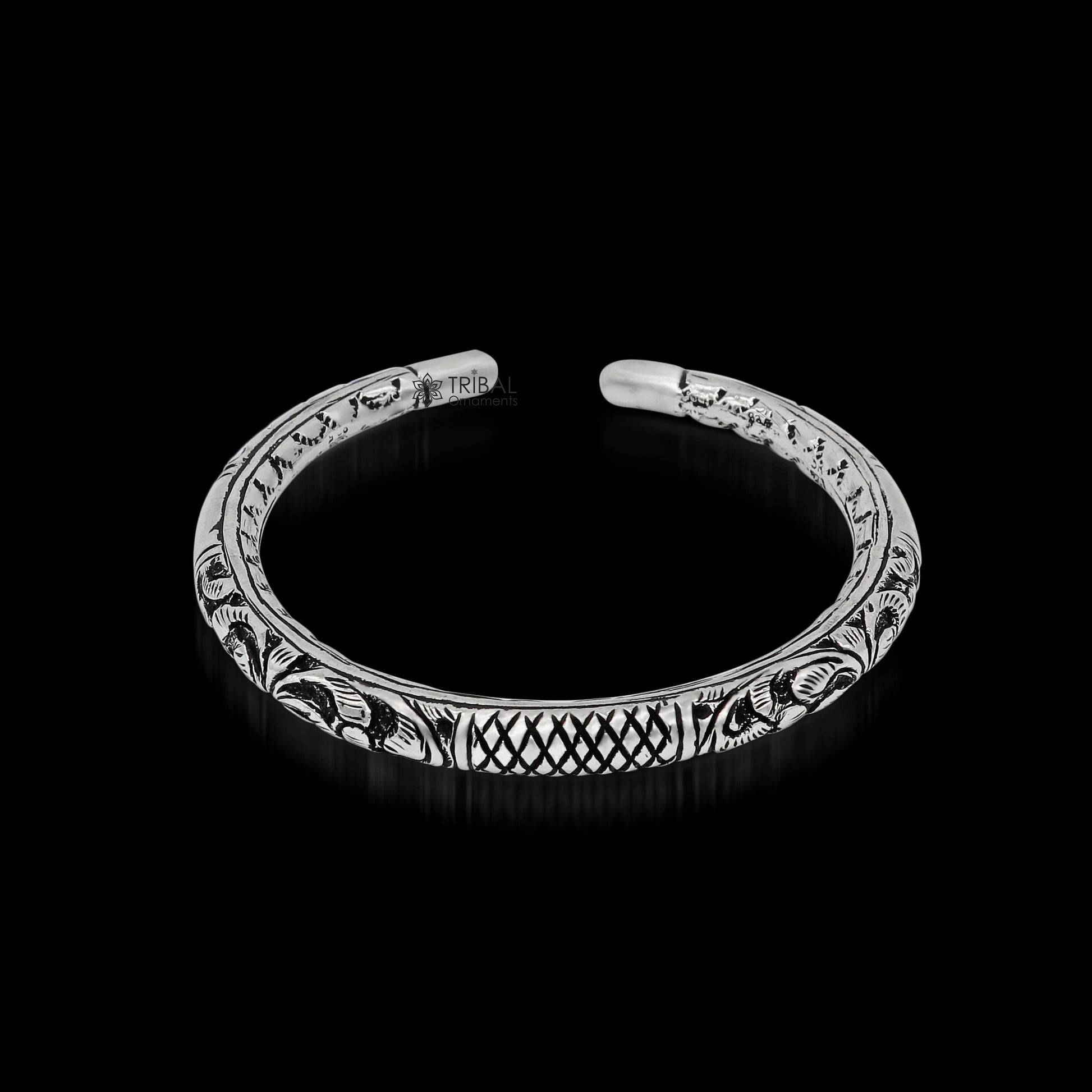 925 Sterling silver handmade chitai bangle bracelet kada tribal ethnic jewelry nsk828 - TRIBAL ORNAMENTS