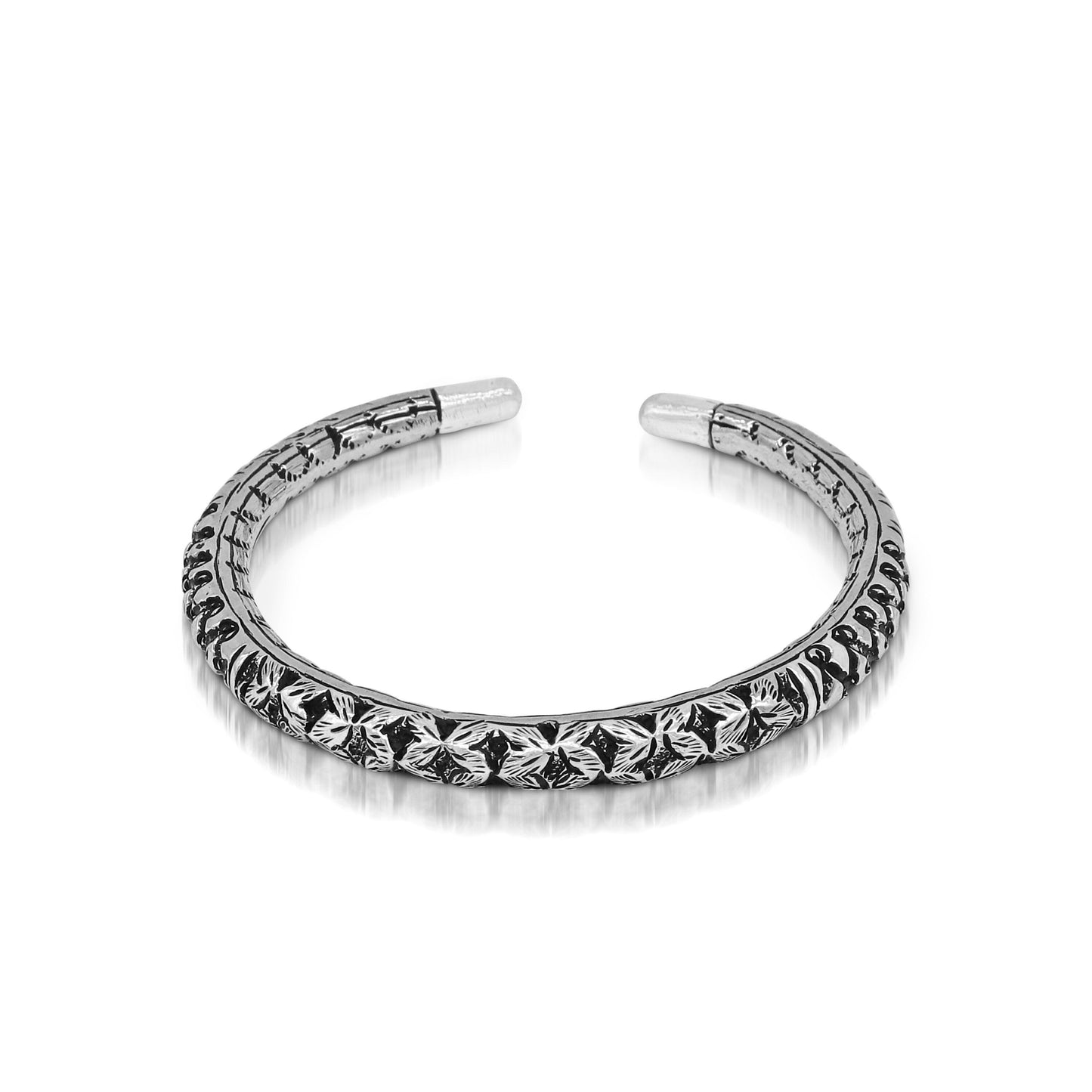 925 Sterling silver handmade chitai bangle cuff tribal jewelry with intricate ethnic design by TRIBAL ORNAMENTS