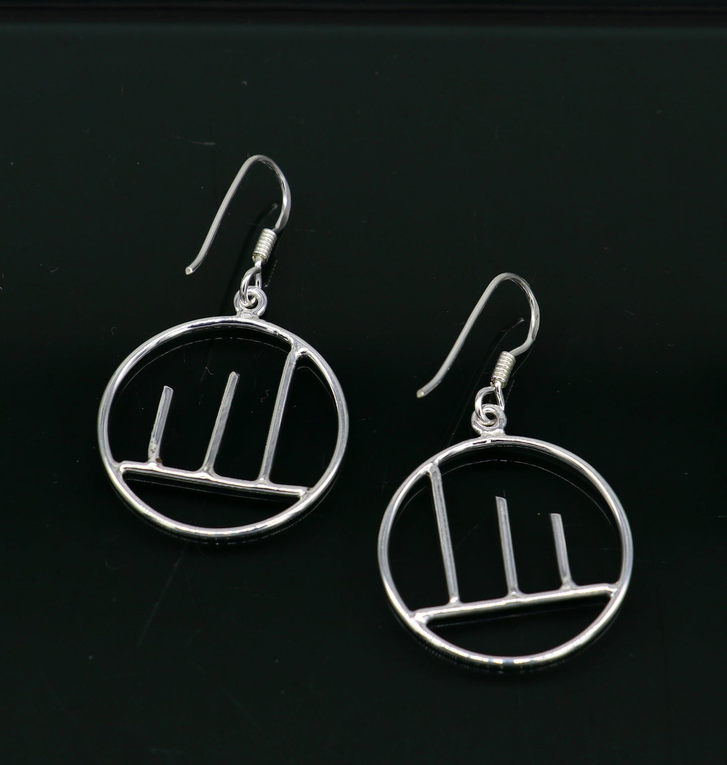925 sterling silver handmade circle design drop dangle hoop earring, 925 stamped earring best gifting party fashionable jewelry ear716 - TRIBAL ORNAMENTS