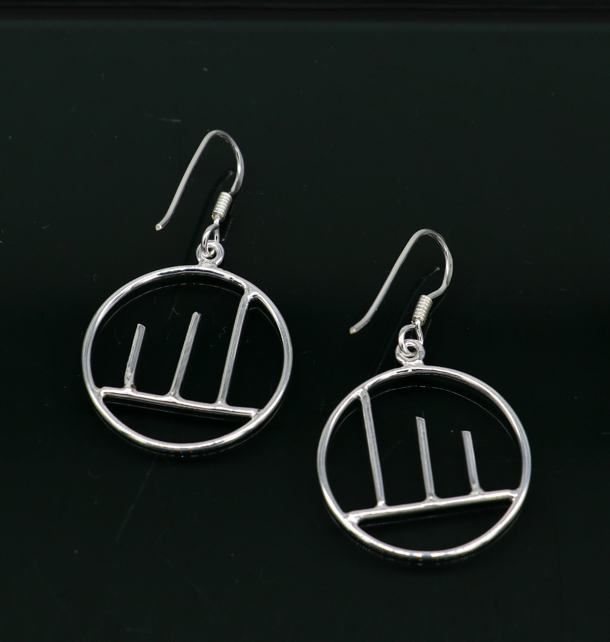 925 sterling silver handmade circle design drop dangle hoop earring, 925 stamped earring best gifting party fashionable jewelry ear716 - TRIBAL ORNAMENTS