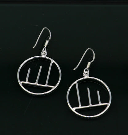 925 sterling silver handmade circle design drop dangle hoop earring, 925 stamped earring best gifting party fashionable jewelry ear716 - TRIBAL ORNAMENTS
