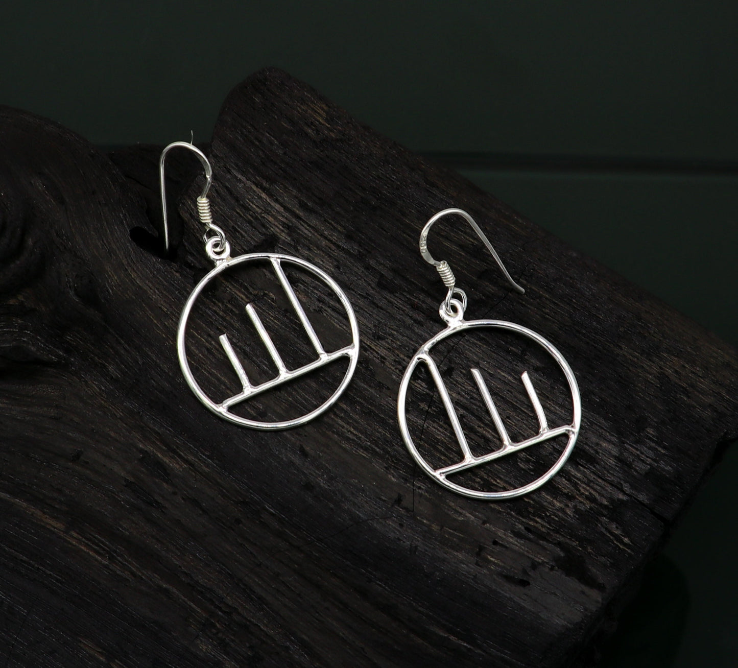 925 sterling silver handmade circle design drop dangle hoop earring, 925 stamped earring best gifting party fashionable jewelry ear716 - TRIBAL ORNAMENTS