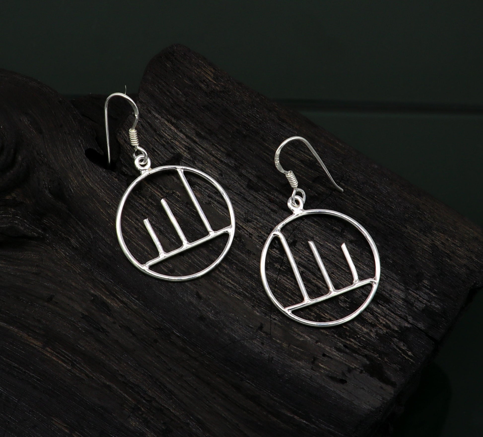 925 sterling silver handmade circle design drop dangle hoop earring, 925 stamped earring best gifting party fashionable jewelry ear716 - TRIBAL ORNAMENTS