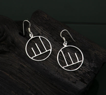 925 sterling silver handmade circle design drop dangle hoop earring, 925 stamped earring best gifting party fashionable jewelry ear716 - TRIBAL ORNAMENTS