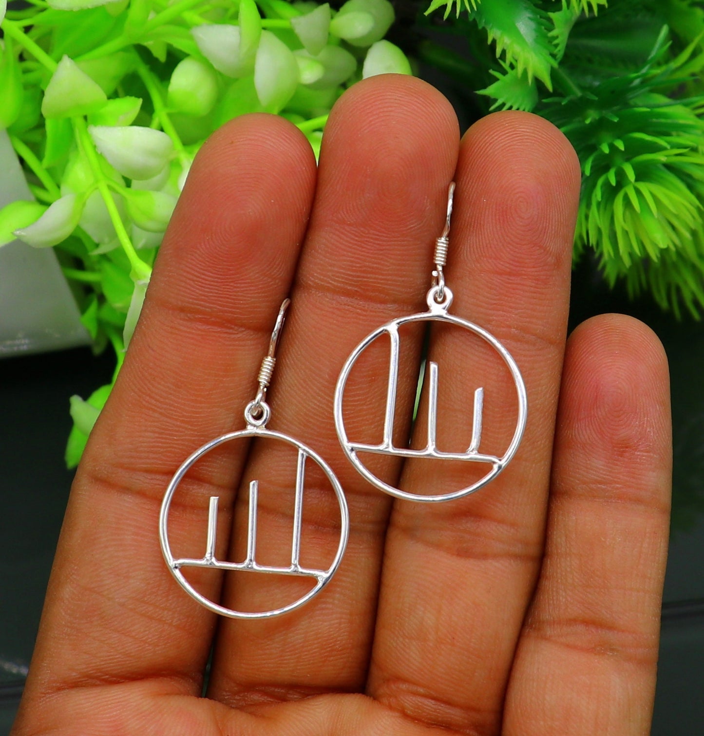 925 sterling silver handmade circle design drop dangle hoop earring, 925 stamped earring best gifting party fashionable jewelry ear716 - TRIBAL ORNAMENTS