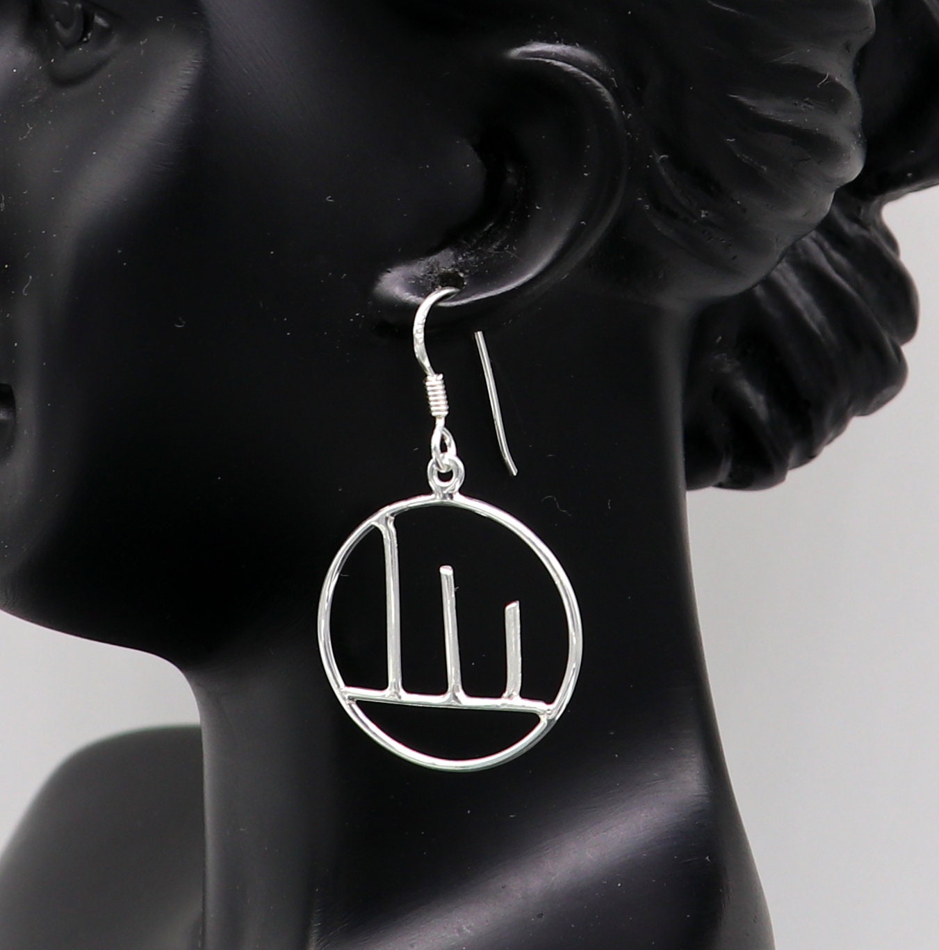 925 sterling silver handmade circle design drop dangle hoop earring, 925 stamped earring best gifting party fashionable jewelry ear716 - TRIBAL ORNAMENTS