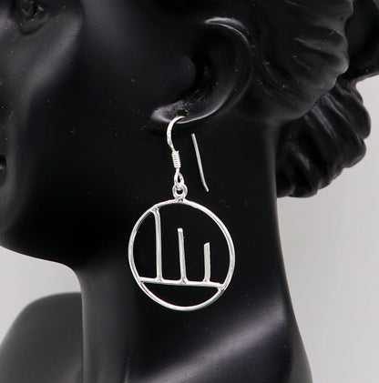 925 sterling silver handmade circle design drop dangle hoop earring, 925 stamped earring best gifting party fashionable jewelry ear716 - TRIBAL ORNAMENTS