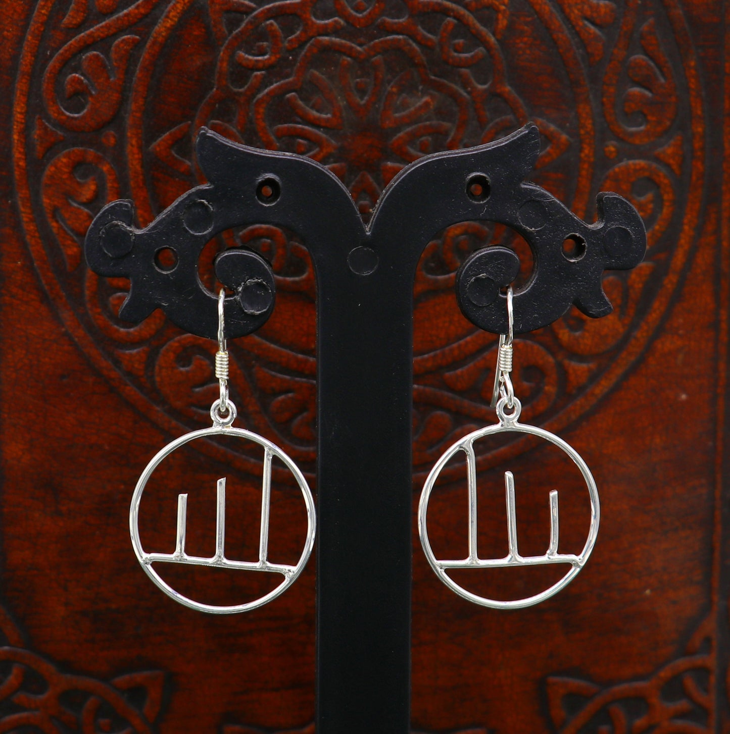 925 sterling silver handmade circle design drop dangle hoop earring, 925 stamped earring best gifting party fashionable jewelry ear716 - TRIBAL ORNAMENTS