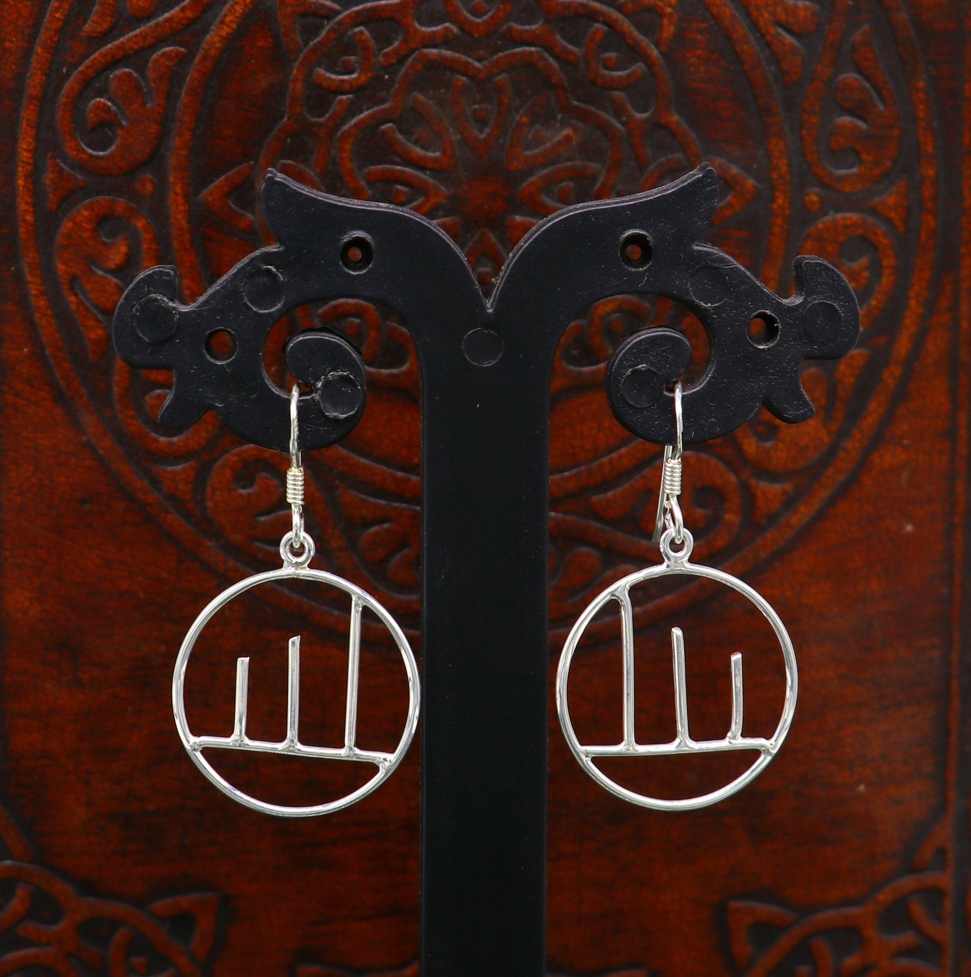 925 sterling silver handmade circle design drop dangle hoop earring, 925 stamped earring best gifting party fashionable jewelry ear716 - TRIBAL ORNAMENTS