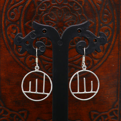 925 sterling silver handmade circle design drop dangle hoop earring, 925 stamped earring best gifting party fashionable jewelry ear716 - TRIBAL ORNAMENTS