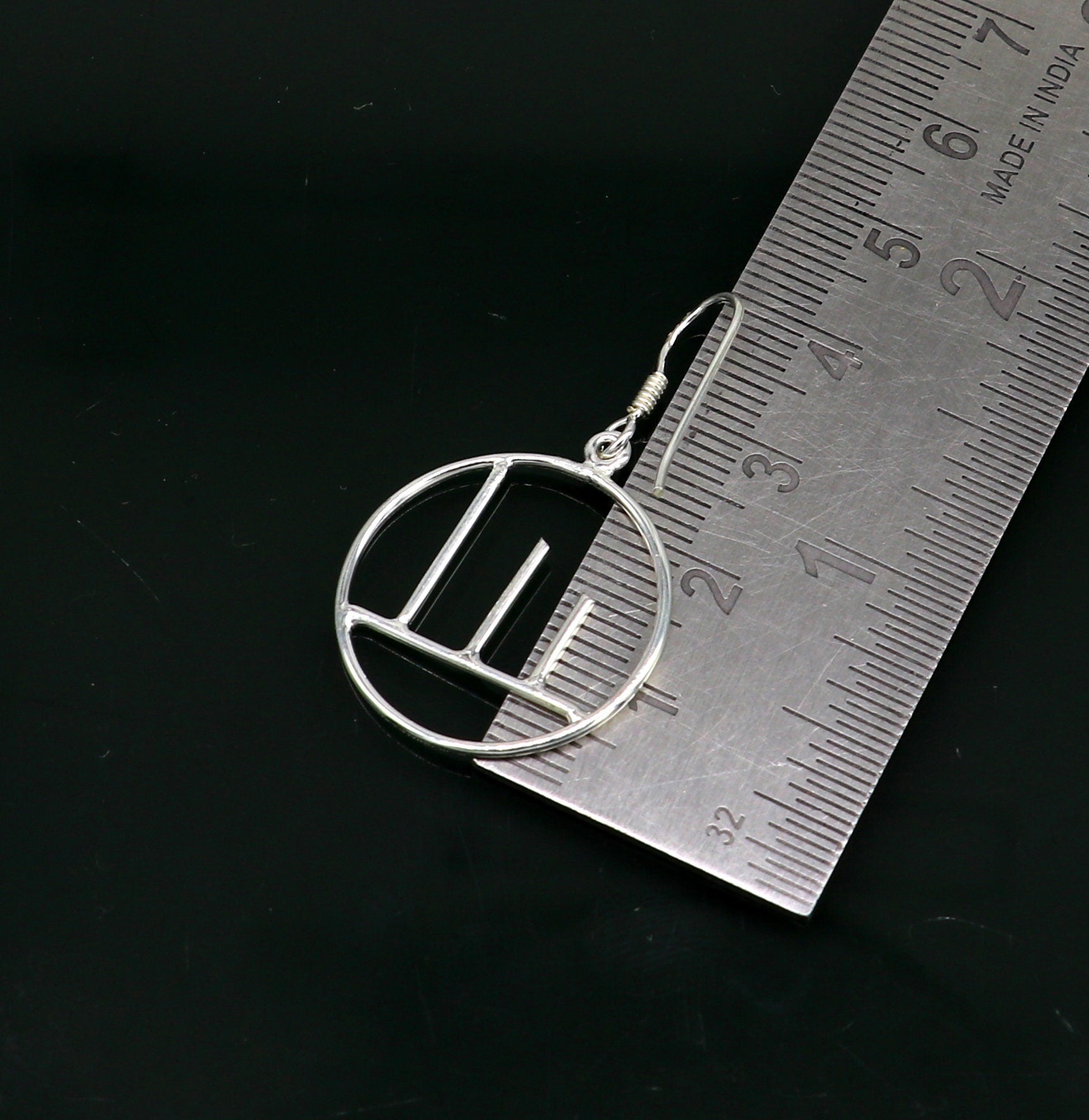 925 sterling silver handmade circle design drop dangle hoop earring, 925 stamped earring best gifting party fashionable jewelry ear716 - TRIBAL ORNAMENTS