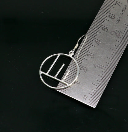 925 sterling silver handmade circle design drop dangle hoop earring, 925 stamped earring best gifting party fashionable jewelry ear716 - TRIBAL ORNAMENTS