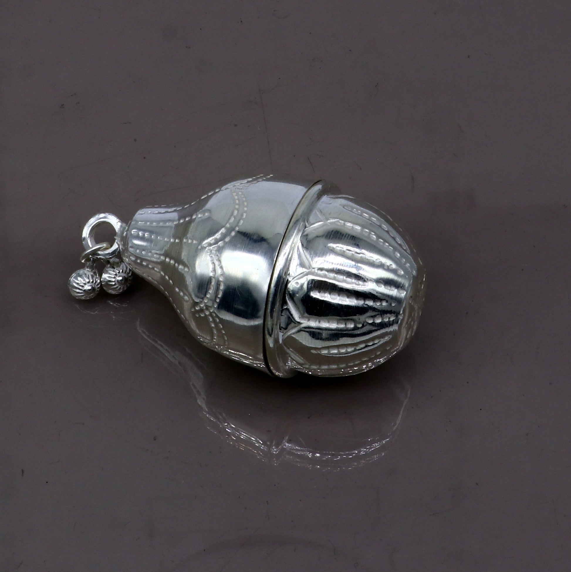 925 sterling silver handmade cultural silver coconut for puja or worshipping, Silver nariyal for diwali puja su1316 - TRIBAL ORNAMENTS