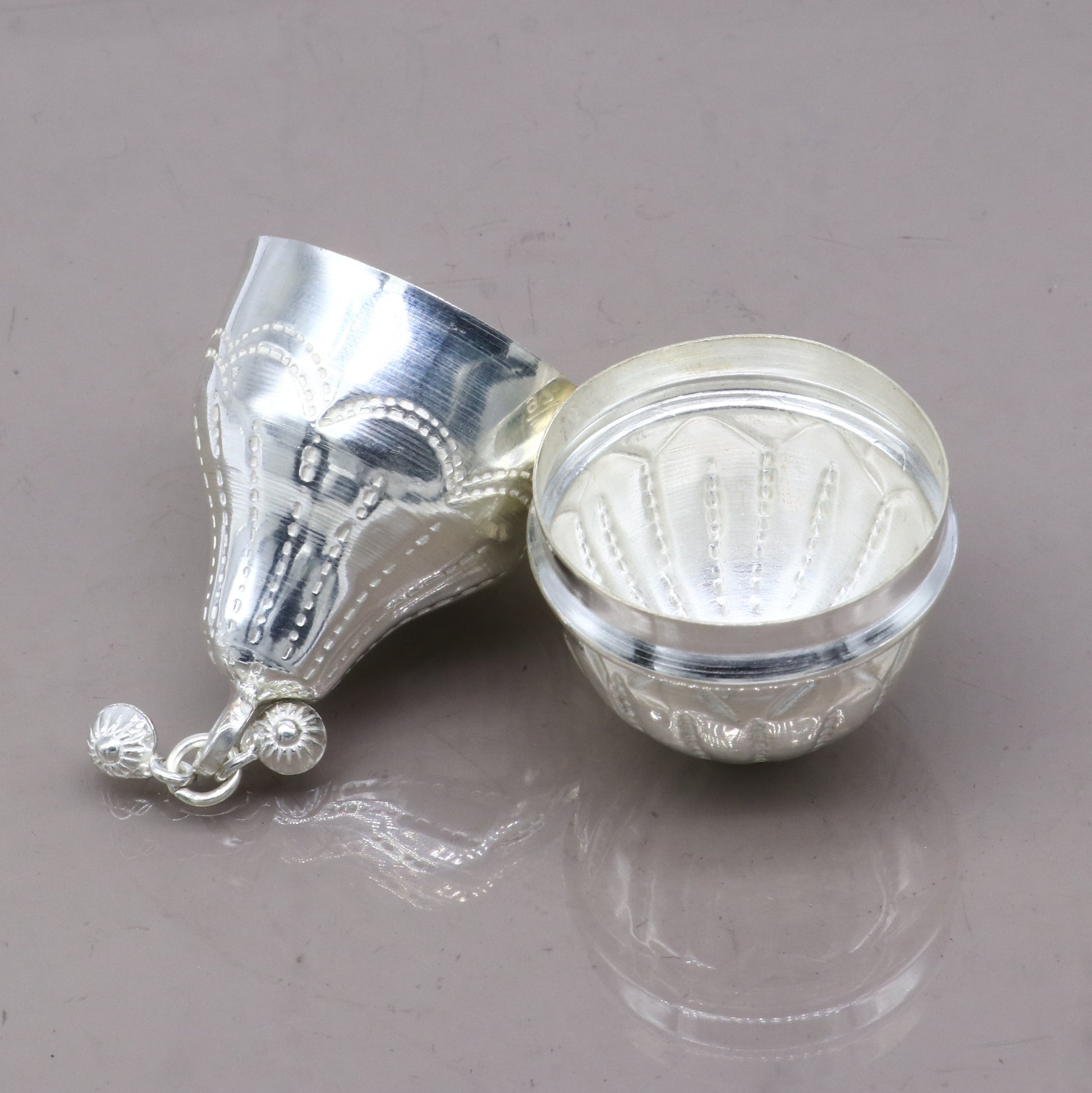 925 sterling silver handmade cultural silver coconut for puja or worshipping, Silver nariyal for diwali puja su1316 - TRIBAL ORNAMENTS