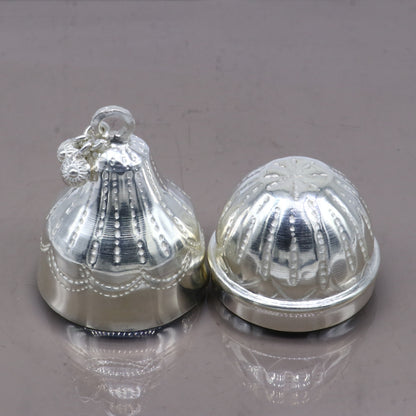925 sterling silver handmade cultural silver coconut for puja or worshipping, Silver nariyal for diwali puja su1316 - TRIBAL ORNAMENTS