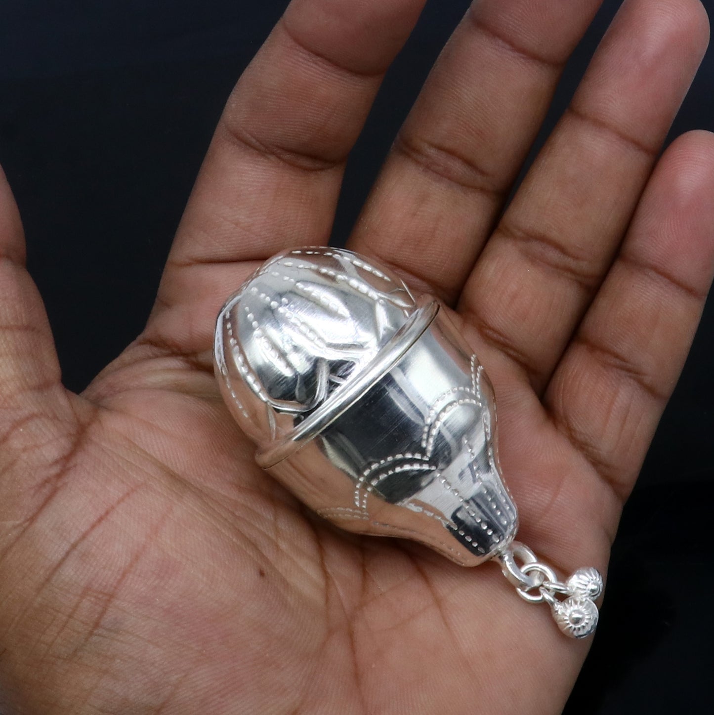 925 sterling silver handmade cultural silver coconut for puja or worshipping, Silver nariyal for diwali puja su1316 - TRIBAL ORNAMENTS