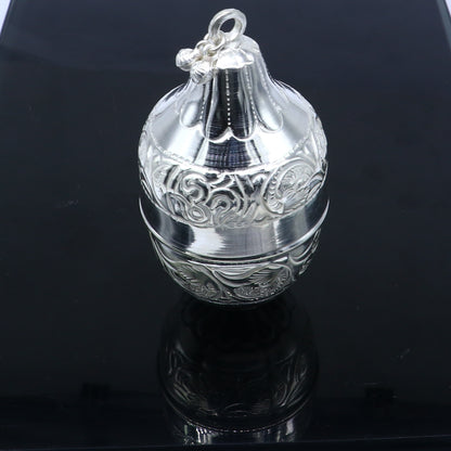 925 sterling silver handmade cultural silver coconut for puja or worshipping, Silver nariyal for diwali puja su1316 - TRIBAL ORNAMENTS