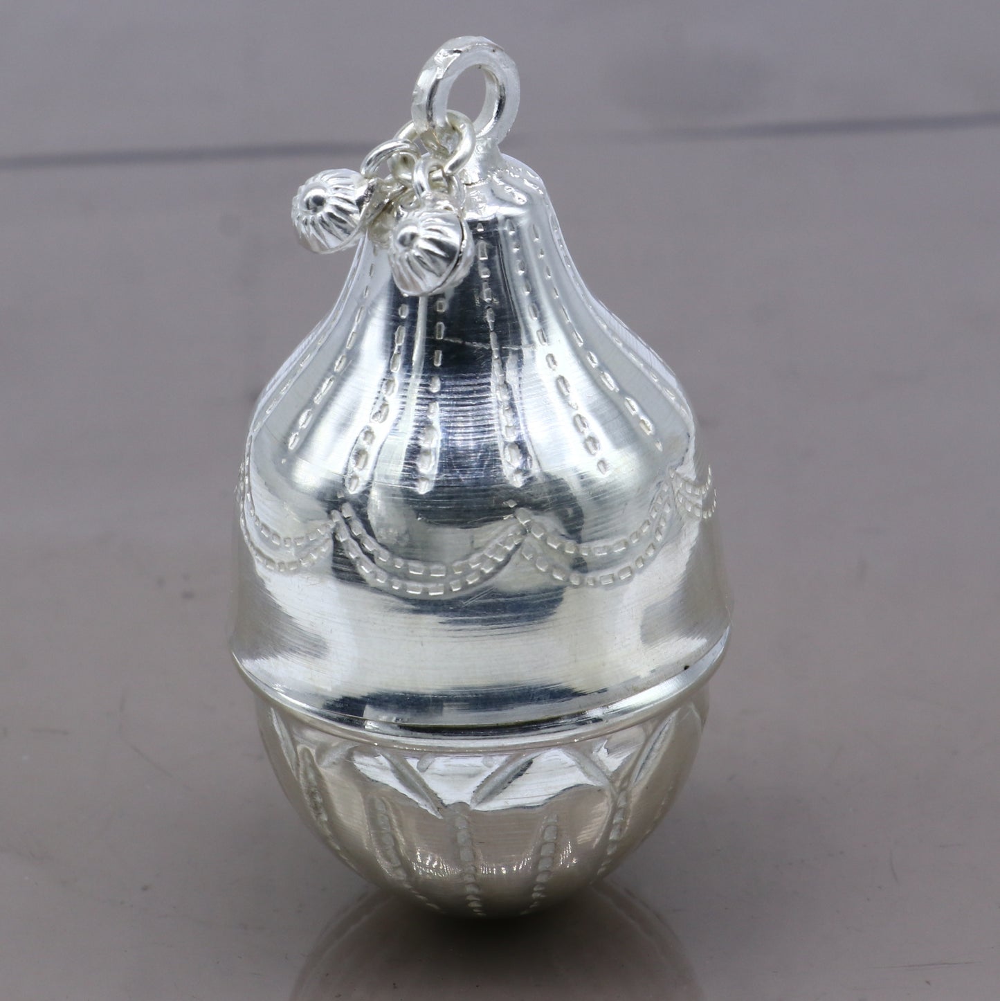 925 sterling silver handmade cultural silver coconut for puja or worshipping, Silver nariyal for diwali puja su1317 - TRIBAL ORNAMENTS