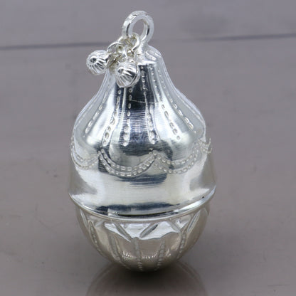 925 sterling silver handmade cultural silver coconut for puja or worshipping, Silver nariyal for diwali puja su1317 - TRIBAL ORNAMENTS