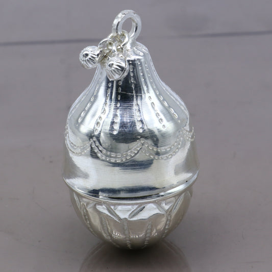 925 sterling silver handmade cultural silver coconut for puja or worshipping, Silver nariyal for diwali puja su1317 - TRIBAL ORNAMENTS