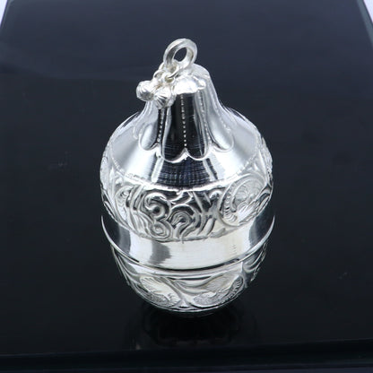 925 sterling silver handmade cultural silver coconut for puja or worshipping, Silver nariyal for diwali puja su1317 - TRIBAL ORNAMENTS