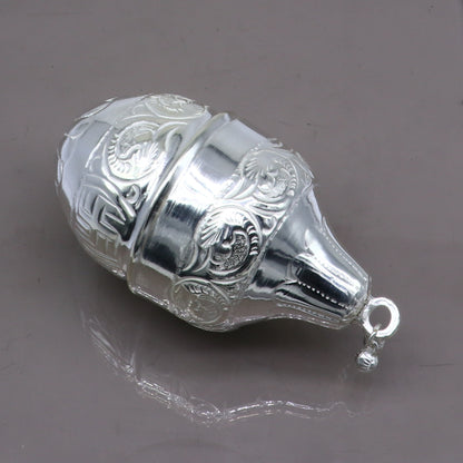 925 sterling silver handmade cultural silver coconut for puja or worshipping, Silver nariyal for diwali puja su1317 - TRIBAL ORNAMENTS