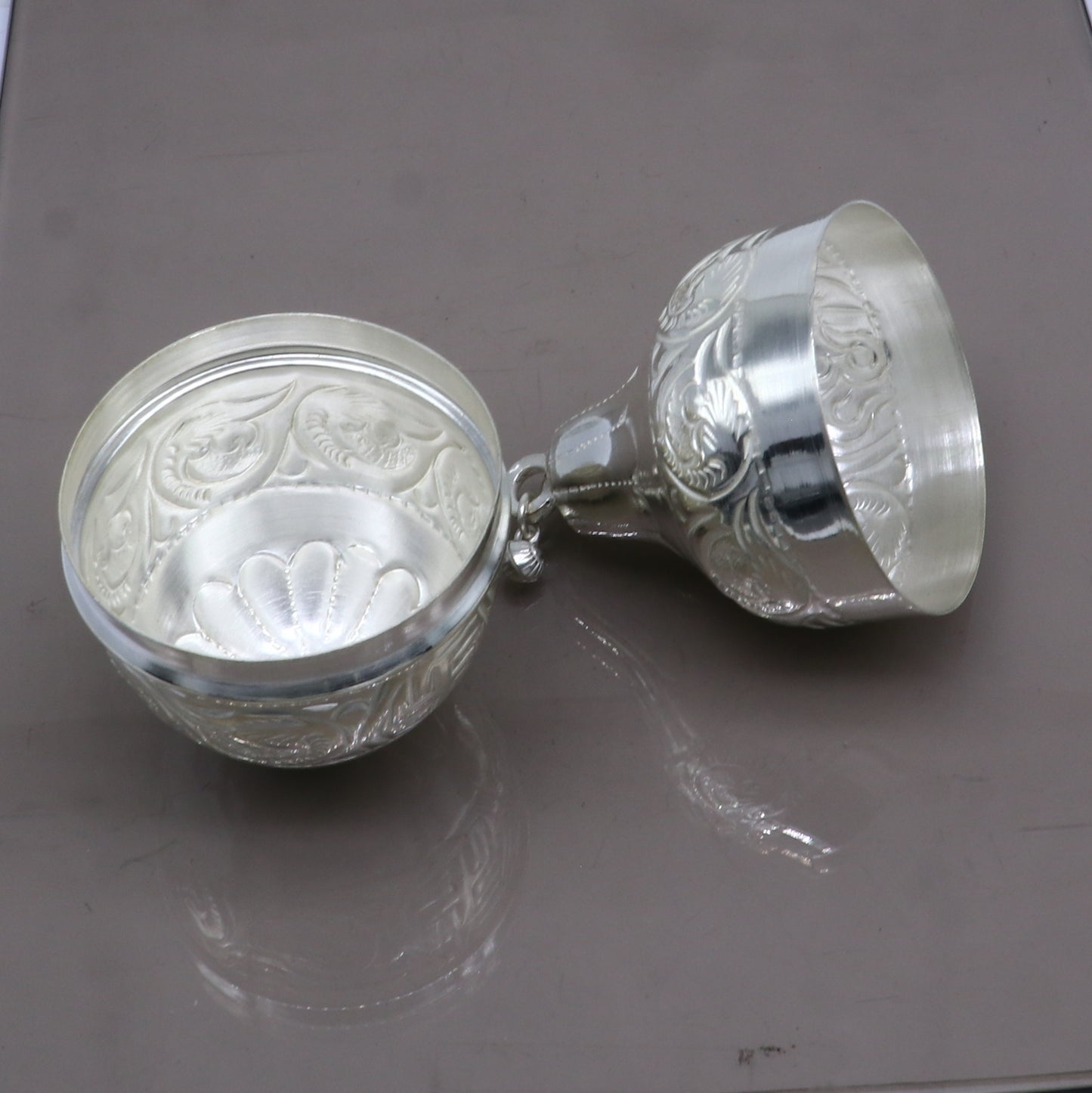 925 sterling silver handmade cultural silver coconut for puja or worshipping, Silver nariyal for diwali puja su1317 - TRIBAL ORNAMENTS