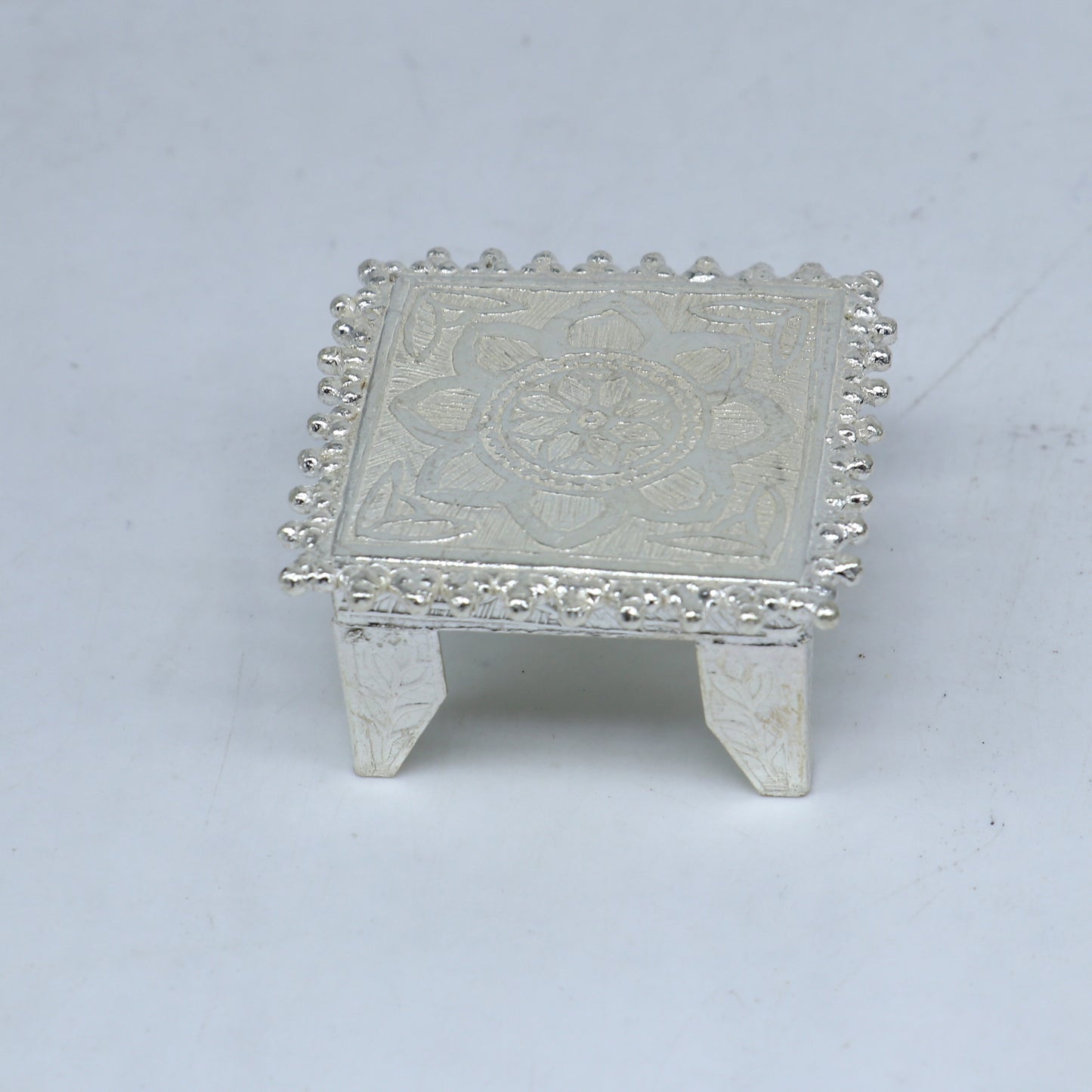 925 Sterling silver handmade customize small square shape table/bazot/chouki,home puja utensils temple art su1321 - TRIBAL ORNAMENTS