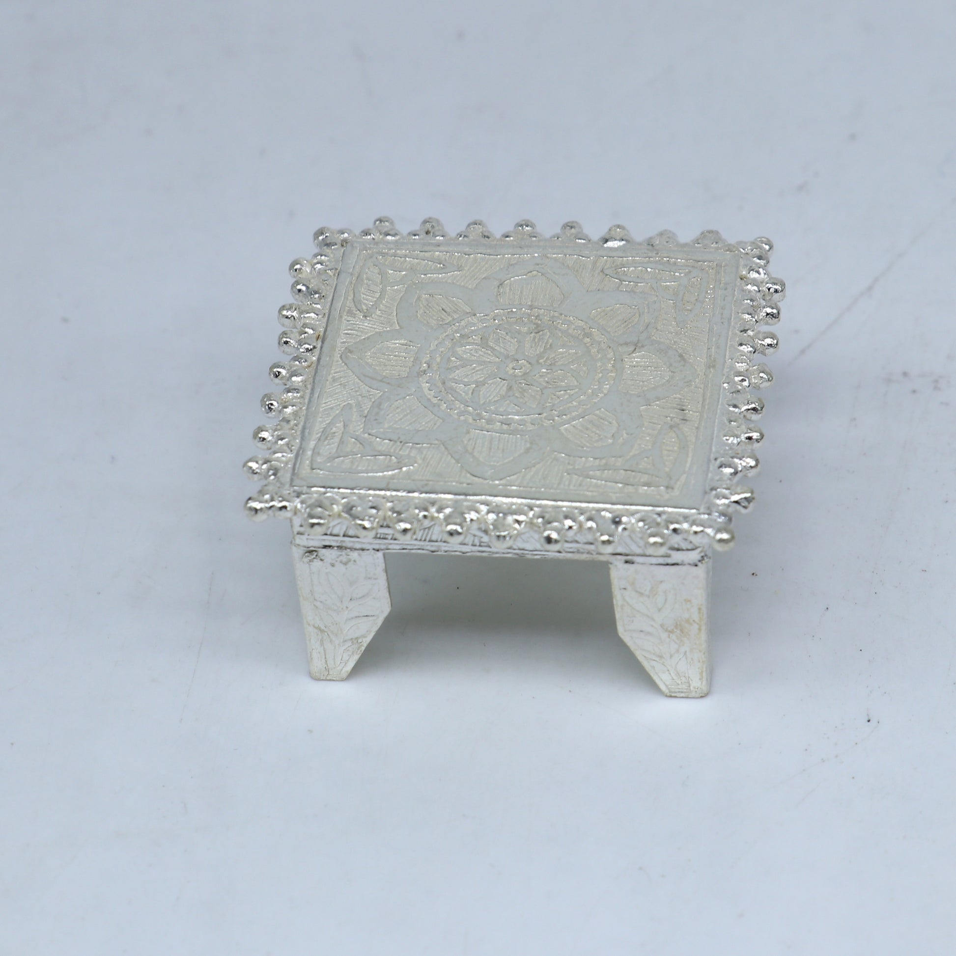 925 Sterling silver handmade customize small square shape table/bazot/chouki,home puja utensils temple art su1321 - TRIBAL ORNAMENTS