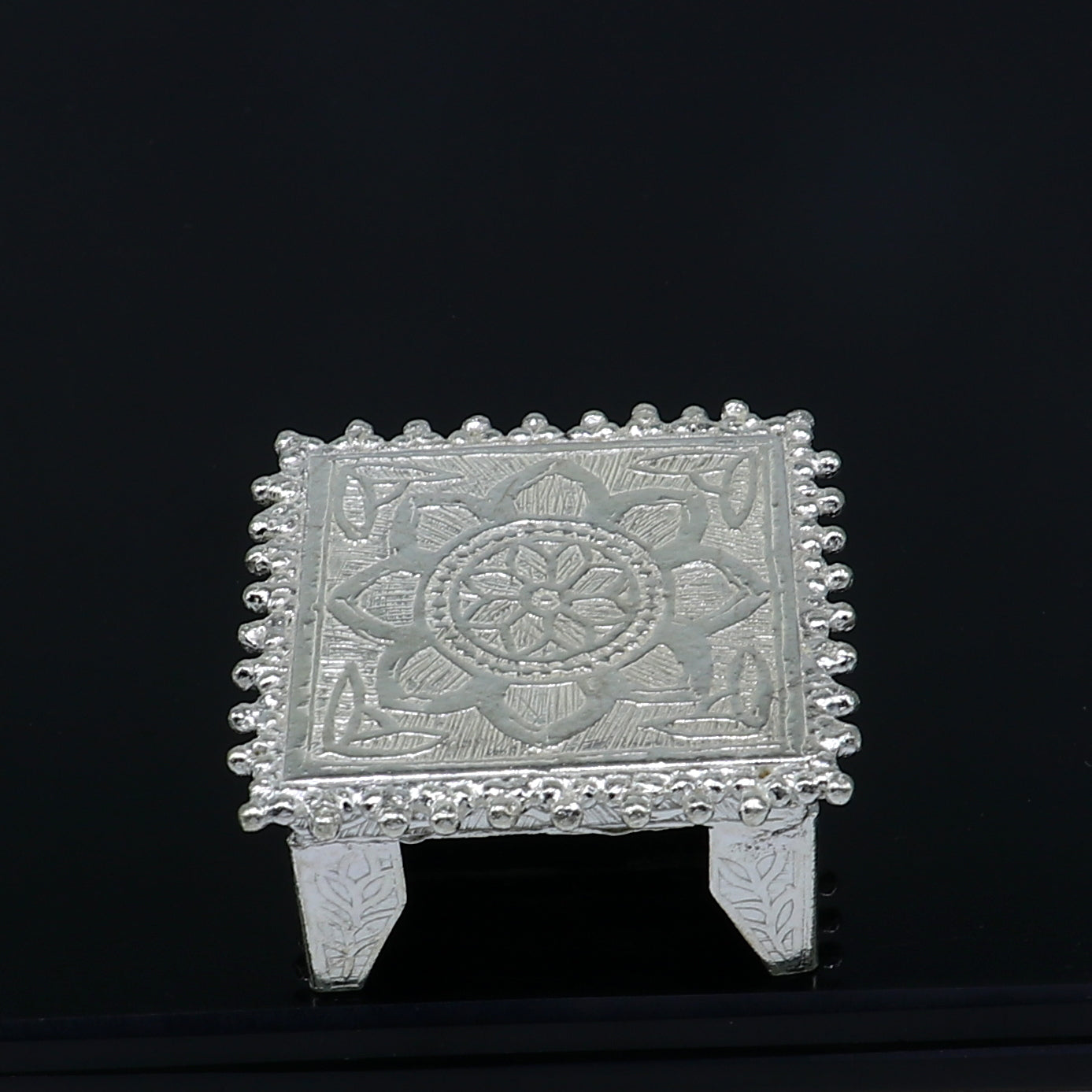 925 Sterling silver handmade customize small square shape table/bazot/chouki,home puja utensils temple art su1321 - TRIBAL ORNAMENTS