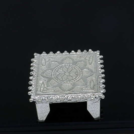 925 Sterling silver handmade customize small square shape table/bazot/chouki,home puja utensils temple art su1321 - TRIBAL ORNAMENTS