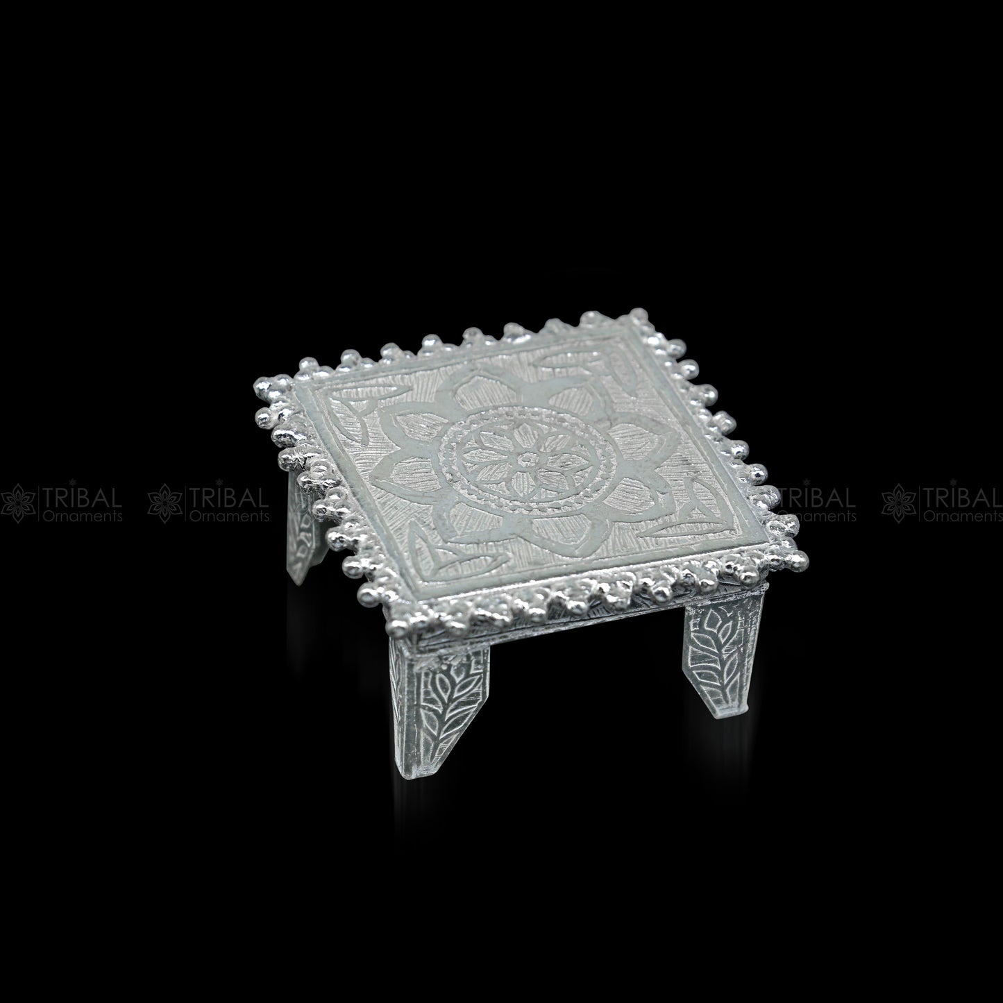 925 Sterling silver handmade customize small square shape table/bazot/chouki,home puja utensils temple art su1321 - TRIBAL ORNAMENTS