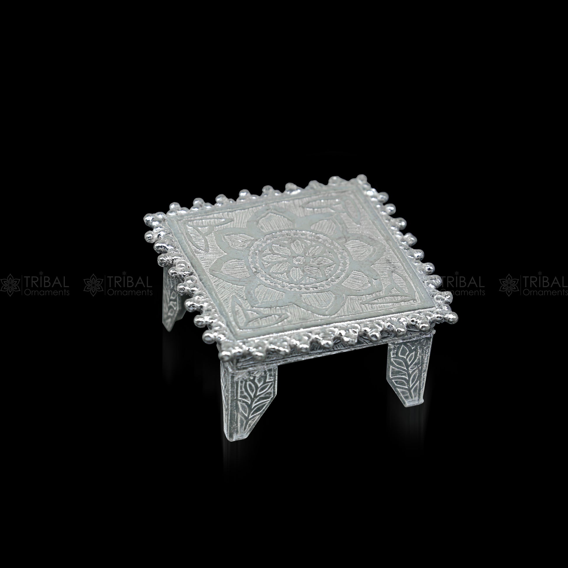 925 Sterling silver handmade customize small square shape table/bazot/chouki,home puja utensils temple art su1321 - TRIBAL ORNAMENTS