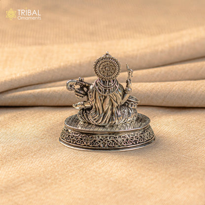 925 Sterling silver handmade customized Hindu idol Saraswati  sharda maa statue, puja article figurine,Diwali puja gift Articles art219 - TRIBAL ORNAMENTS