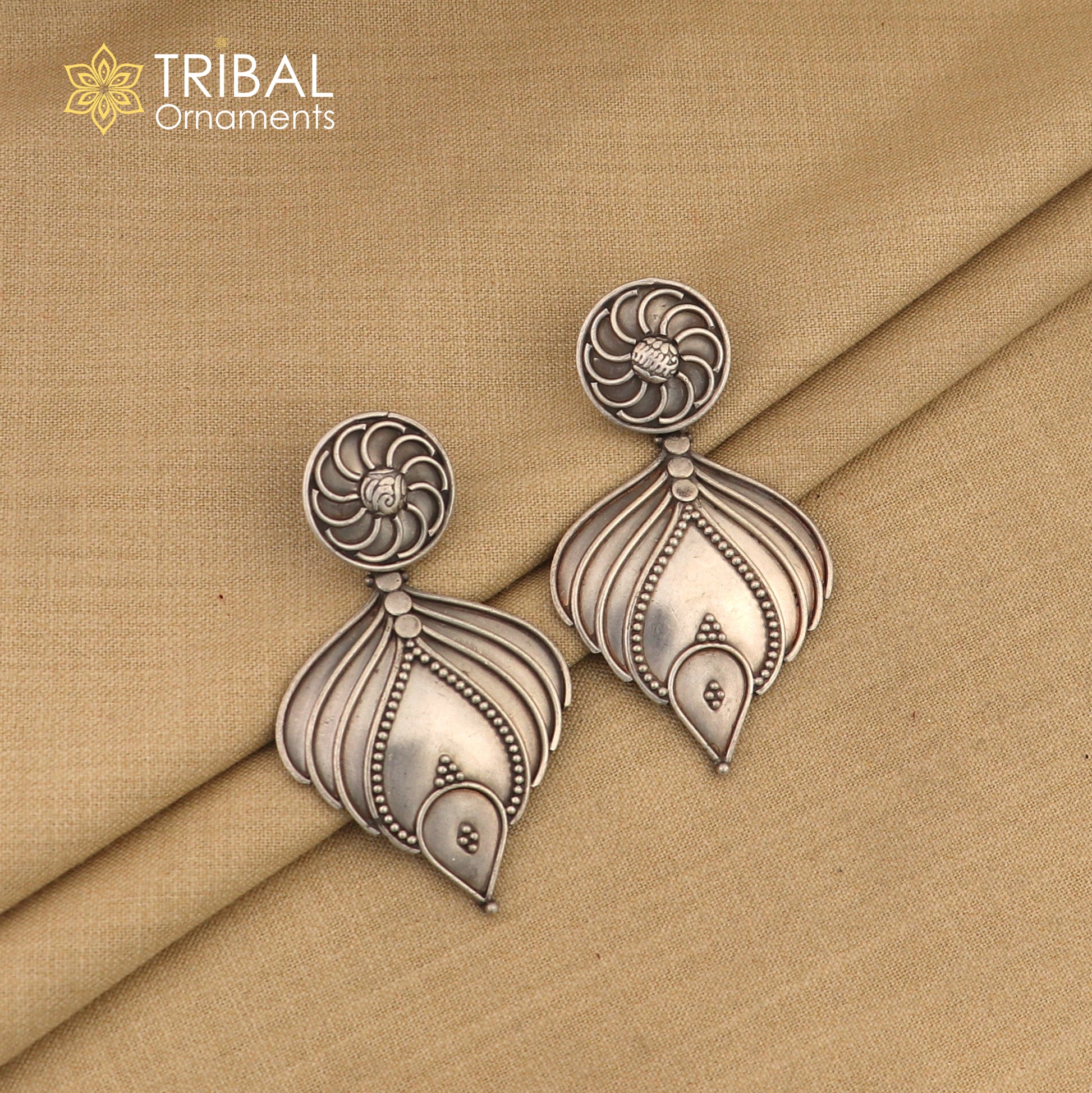 925 Sterling silver handmade customized stud earring, Amazing leaf design earring, fabulous drop dangle Ethnic tribal gifting jewelry s1098 - TRIBAL ORNAMENTS