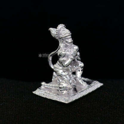 925 Sterling silver Lord Hanumaan statue figurine, handmade Indian idol for puja, decorative gift for Diwali, by Tribal Ornaments