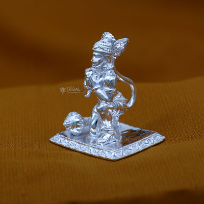925 Sterling silver Lord Hanumaan statue figurine, handmade Indian idol for puja, decorative gift, and Diwali celebration.