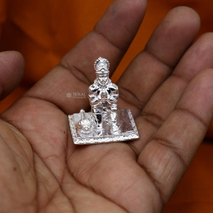 925 Sterling silver Lord Hanumaan statue figurine, handcrafted Indian idol for puja, decoration, and Diwali gifts by TRIBAL ORNAMENTS