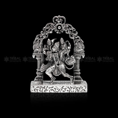 925 sterling silver handmade Divine Hindu god Hanuman with Rama and Laxman blessing Statue, amazing Divine figurine puja article art174 - TRIBAL ORNAMENTS