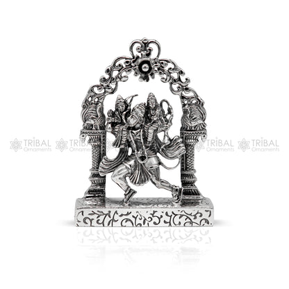 925 sterling silver handmade Divine Hindu god Hanuman with Rama and Laxman blessing Statue, amazing Divine figurine puja article art174 - TRIBAL ORNAMENTS