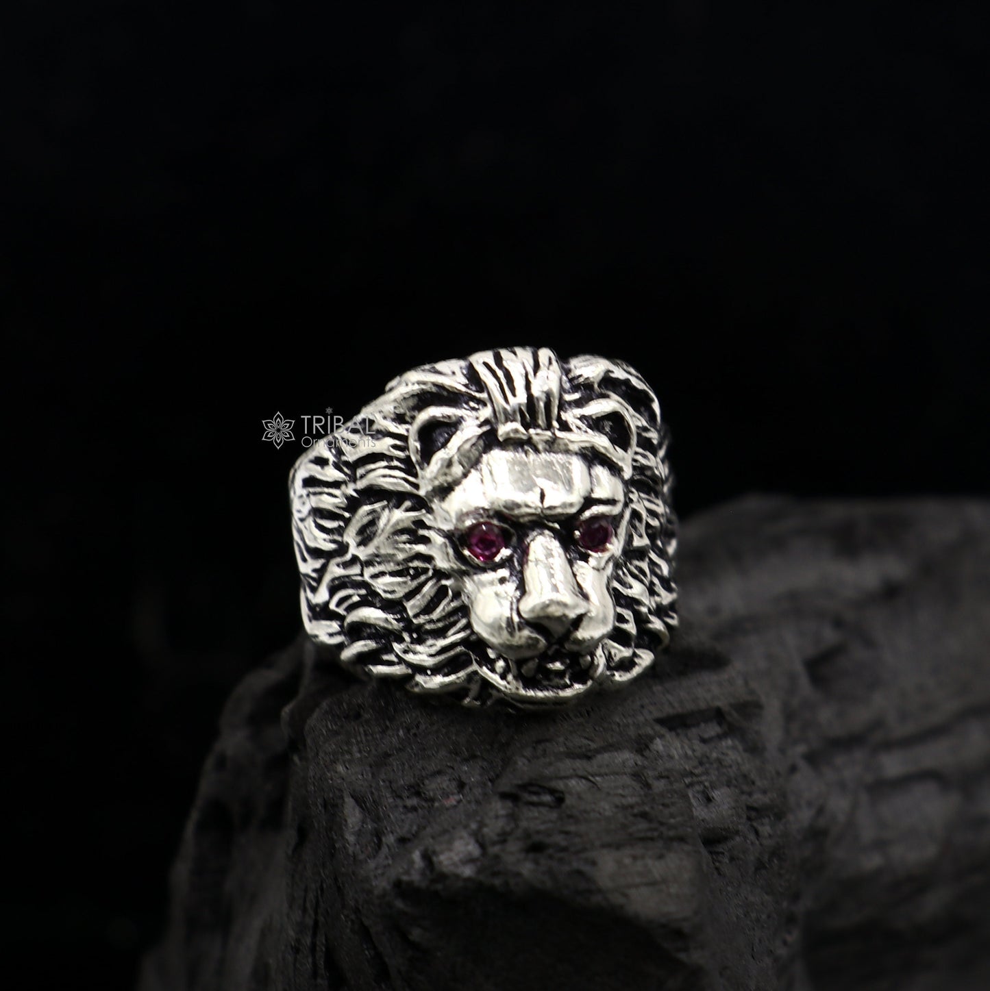925 sterling silver handmade excellent lion face vintage antique stylish ring band unisex customized jewelry from Rajasthan india sr709 - TRIBAL ORNAMENTS