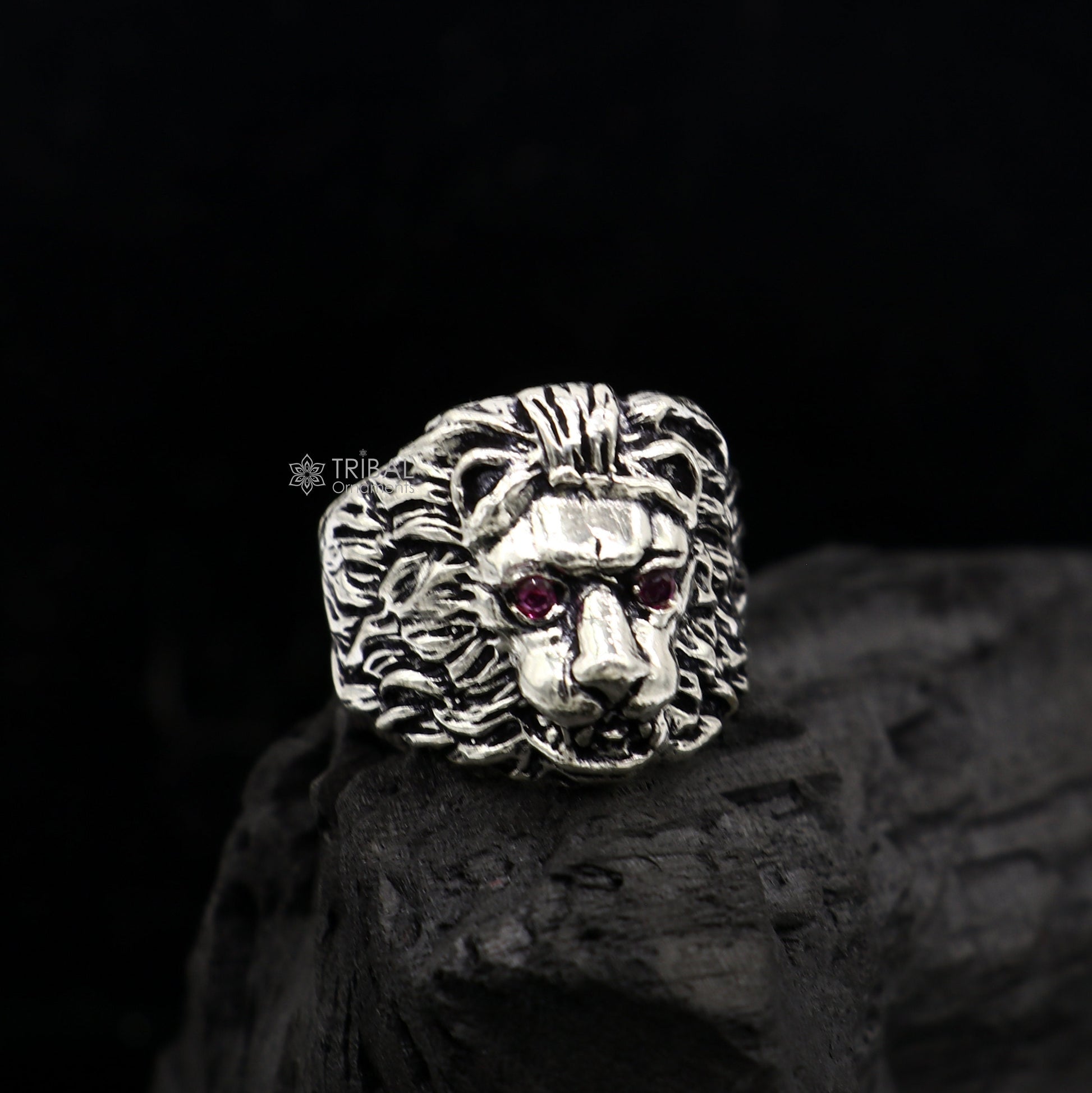 925 sterling silver handmade excellent lion face vintage antique stylish ring band unisex customized jewelry from Rajasthan india sr709 - TRIBAL ORNAMENTS
