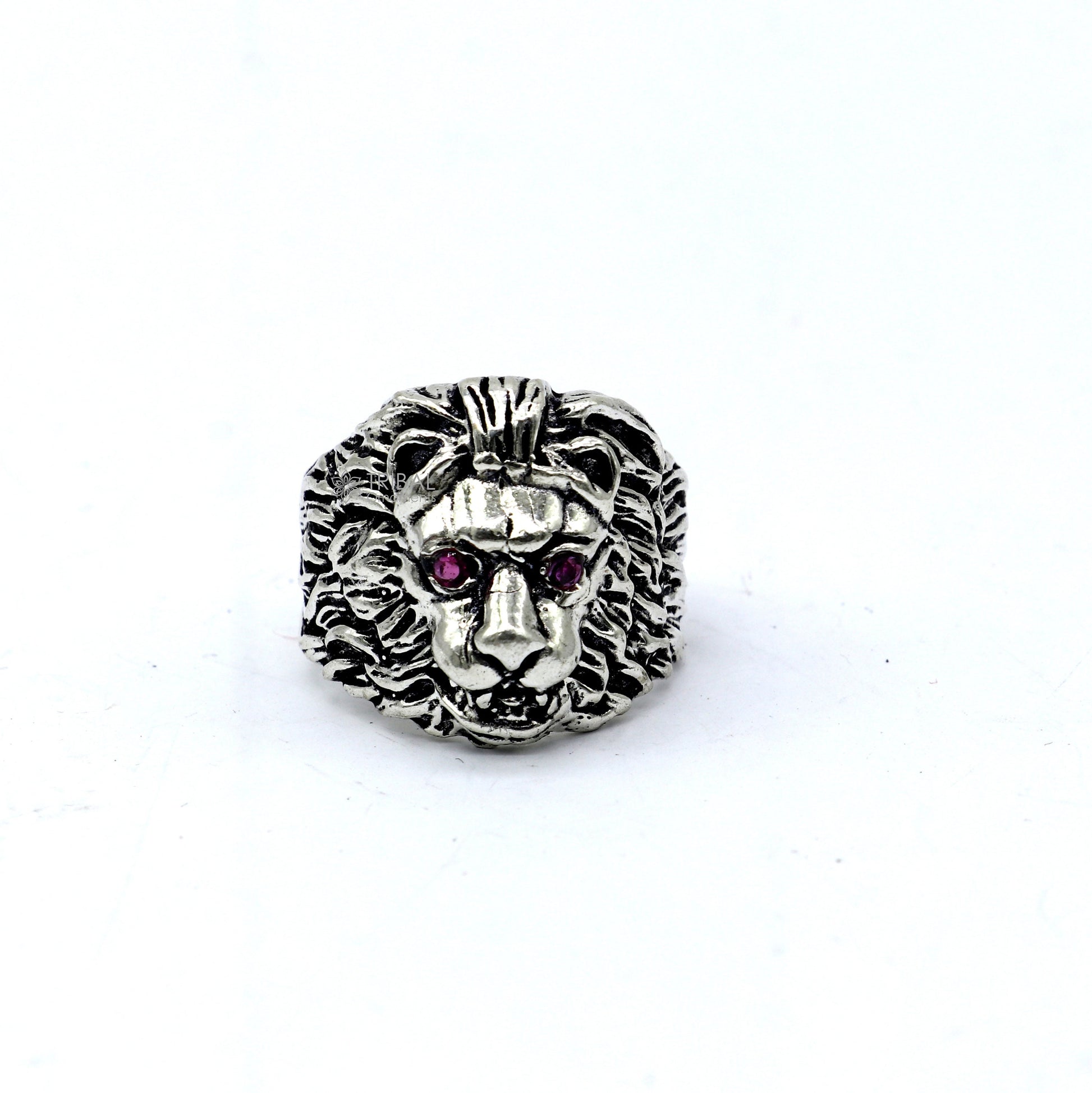 925 sterling silver handmade excellent lion face vintage antique stylish ring band unisex customized jewelry from Rajasthan india sr709 - TRIBAL ORNAMENTS