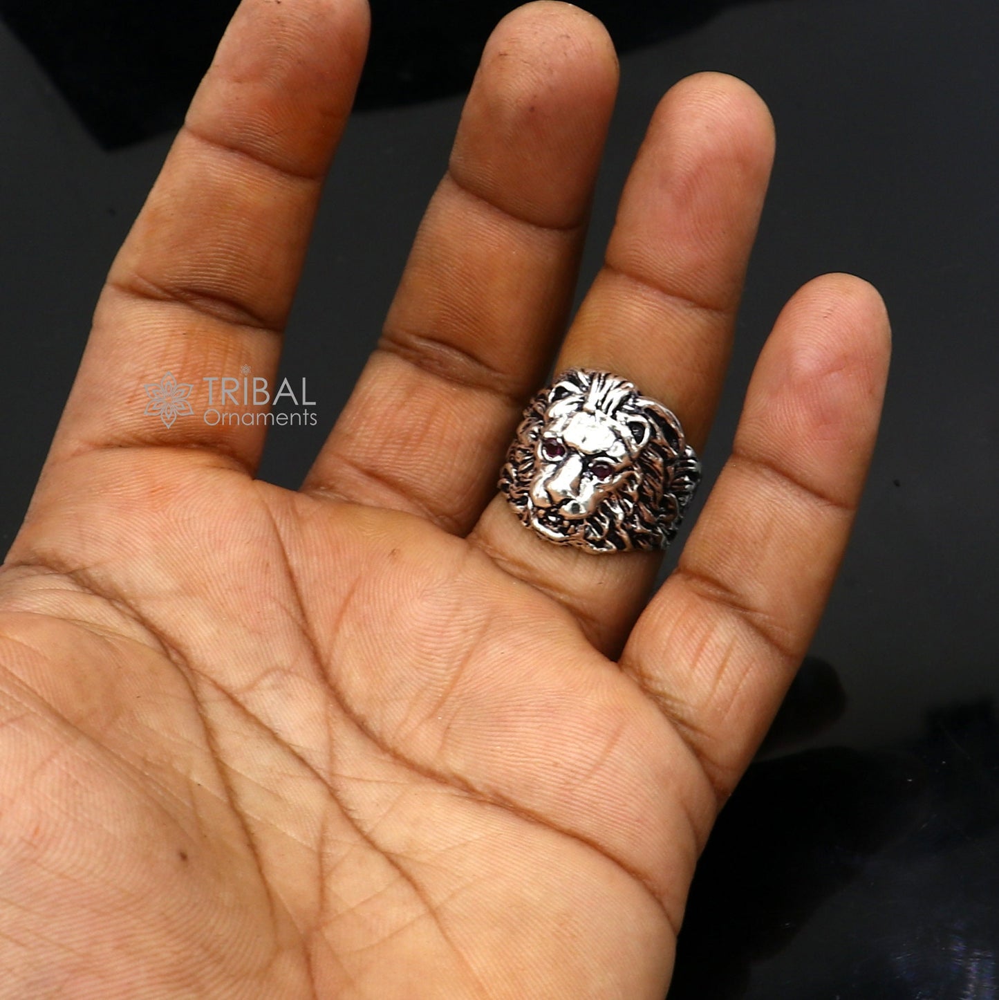 925 sterling silver handmade excellent lion face vintage antique stylish ring band unisex customized jewelry from Rajasthan india sr709 - TRIBAL ORNAMENTS